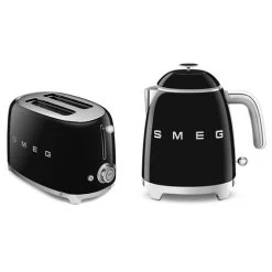 Smeg - 50s Retro Black Mini Kettle & Toaster Set