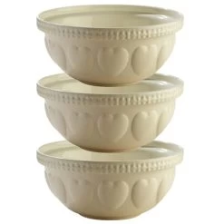 Mason Cash - Hearts Mixing Bowl Cream 29cm/4L Set 3pce