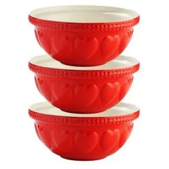 Mason Cash - Hearts Mixing Bowl Red 29cm/4L Set 3pce